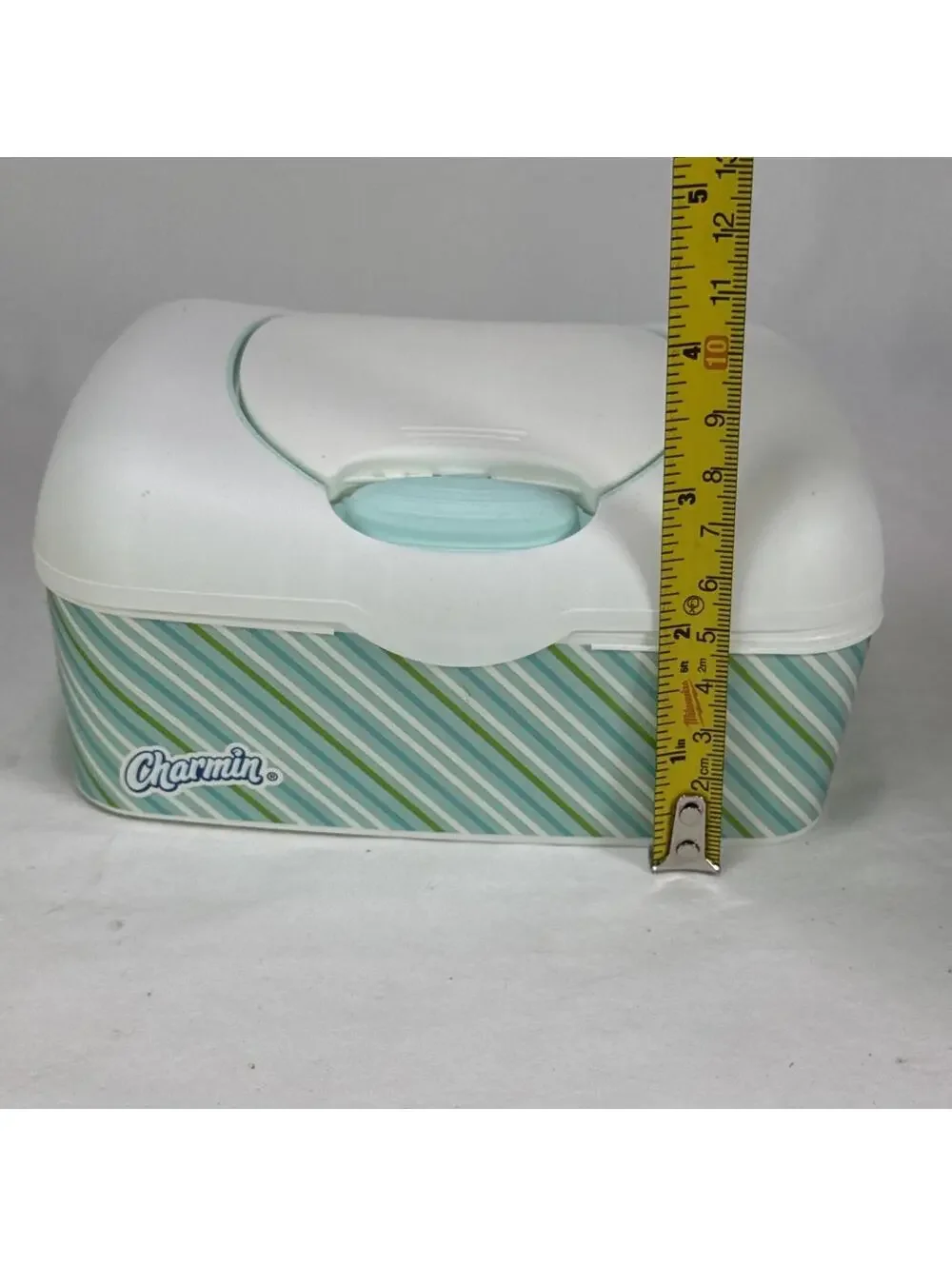 Charmin Plastic Wet Wipes Container Dispenser Holder With blue green Stripes